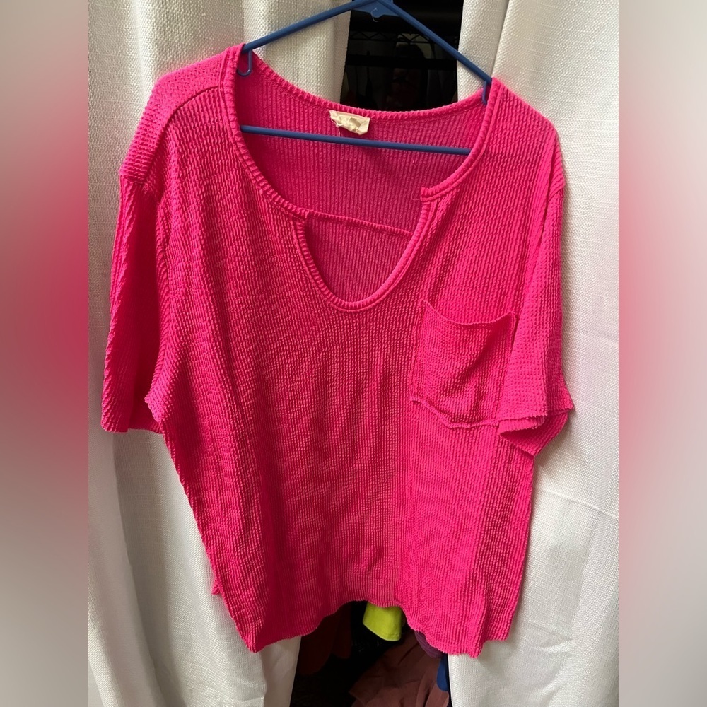 1X BIB Pink Knit Top - Ribbed
